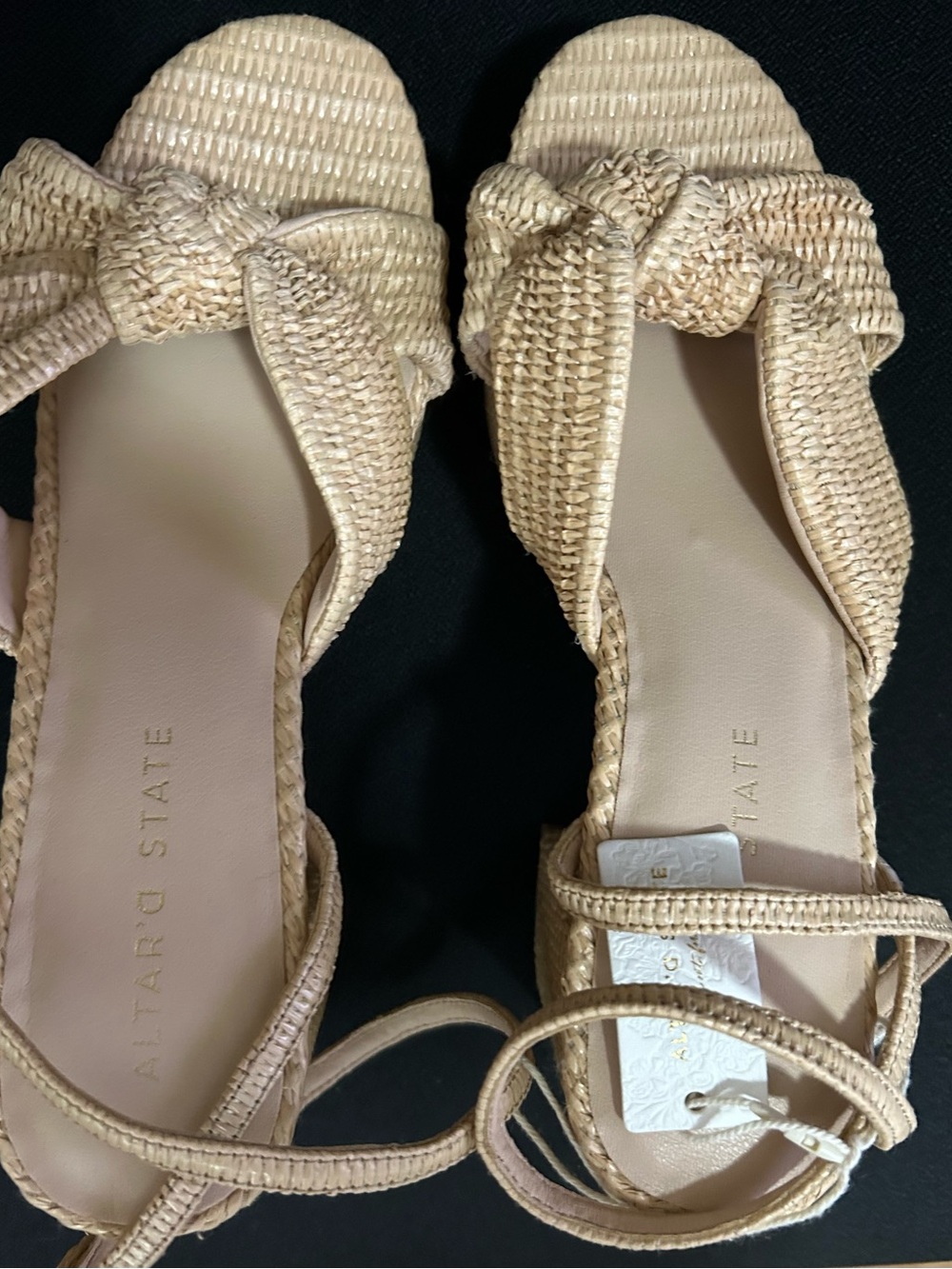 Altar'd State Beige Woven Knot Platform Sandals